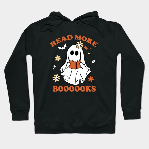 Cute Booooks Ghost Reading Books Funny Teacher Halloween Hoodie by Wakzs3Arts